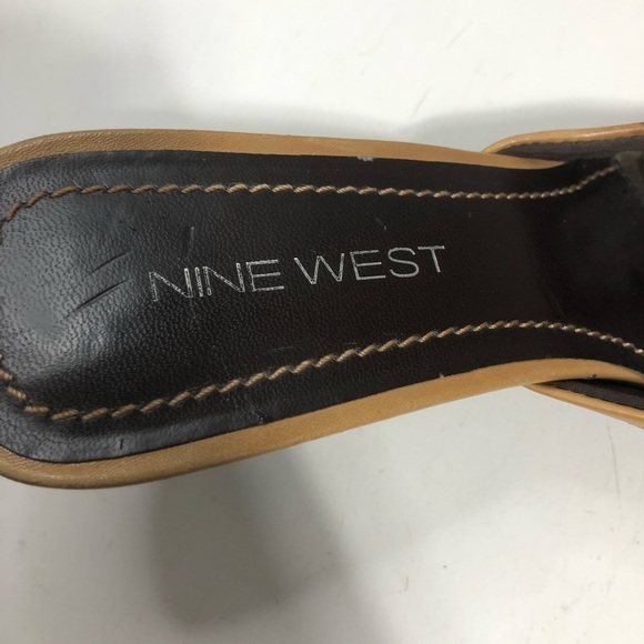 Nine West 'Alcott' Tan Leather Heeled Mules, size 8 - Picture 7 of 9